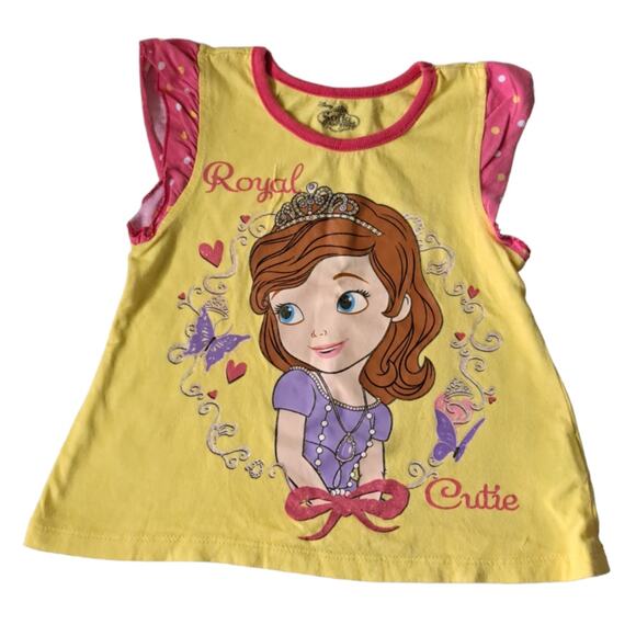 2 For $5 Sale Disney Sofia The First Yellow And Pink Top Size 4T - Picture 1 of 6